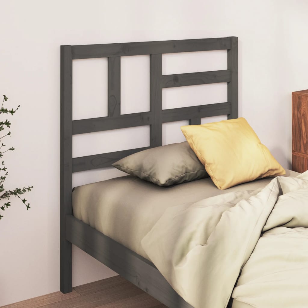 Bed Headboard Grey 96x4x104 cm Solid Wood Pine - Decor Base