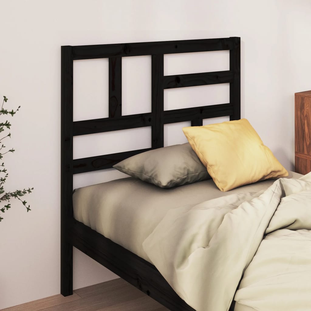 Bed Headboard Black 96x4x104 cm Solid Wood Pine - R and M Furniture