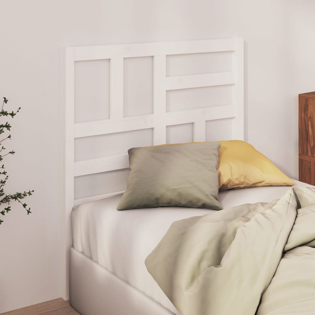 Bed Headboard White 106x4x104 cm Solid Wood Pine - Merkel Designers