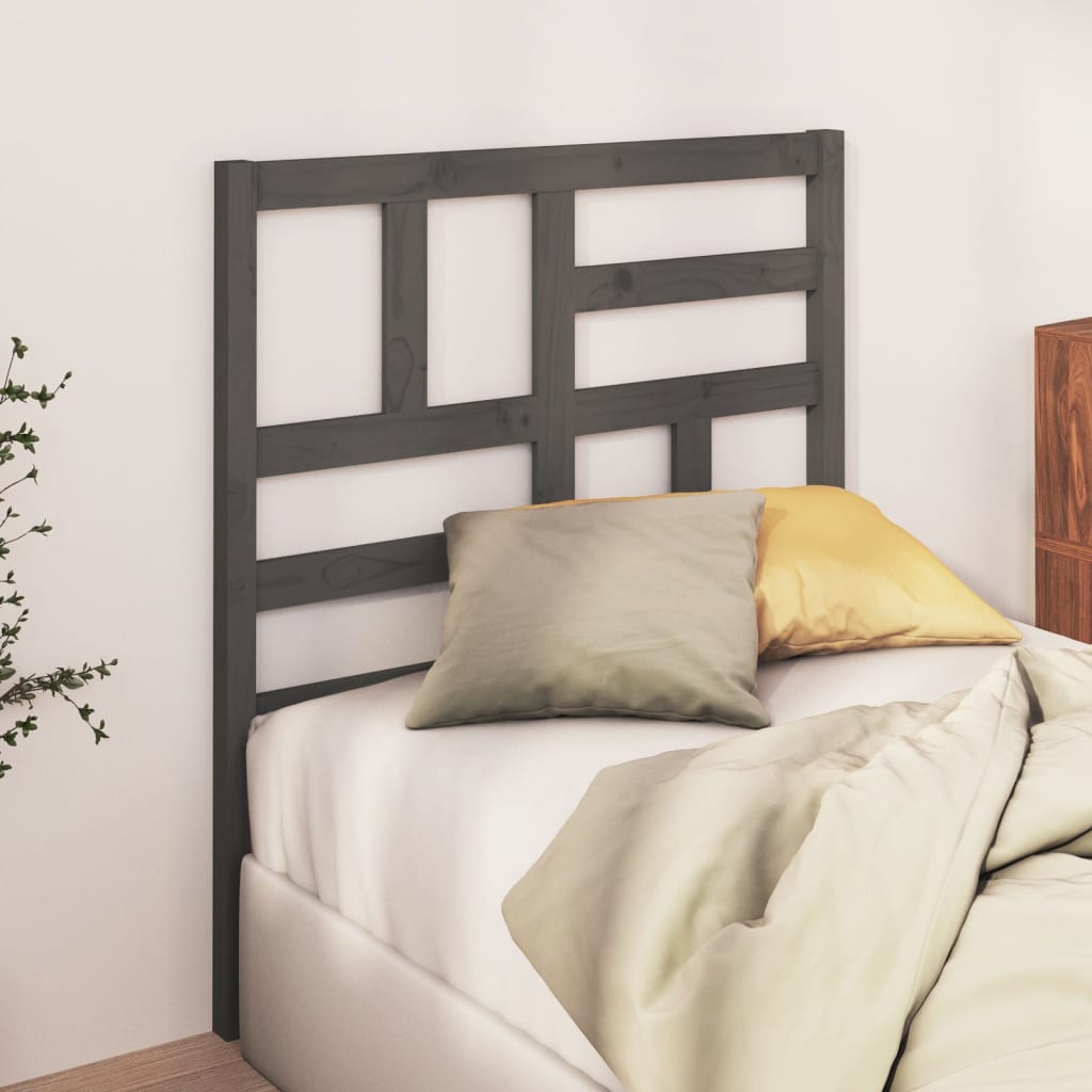 Bed Headboard Grey 106x4x104cm Solid Wood Pine - Design Hut