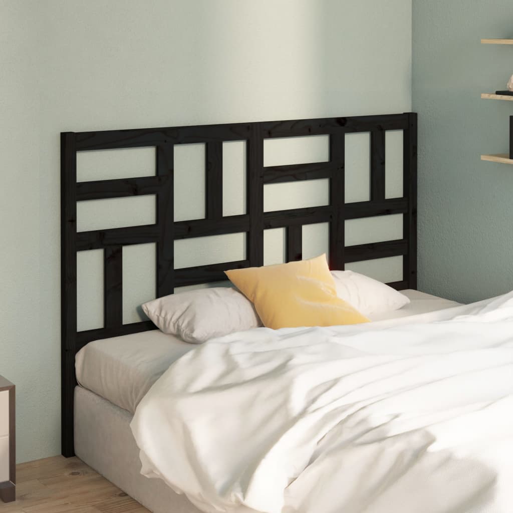 Bed Headboard Black 126x4x104 cm Solid Wood Pine - Unbeatable Bargains