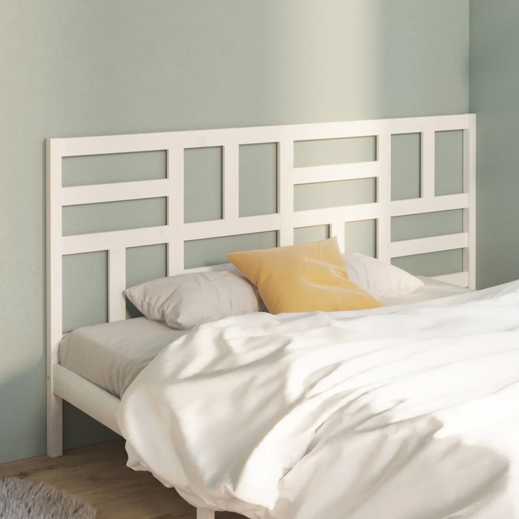 Bed Headboard White 206x4x104 cm Solid Wood Pine - R and M Furniture