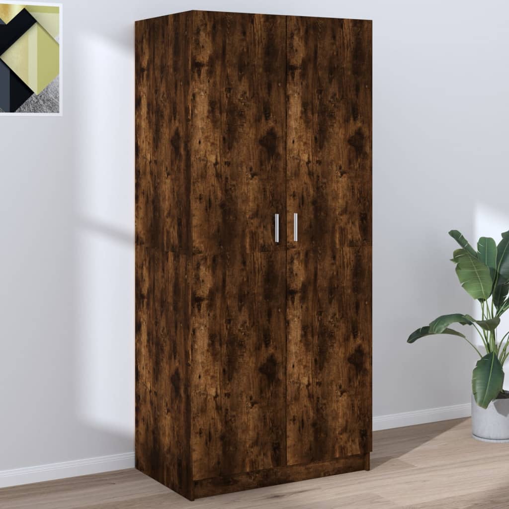 Wardrobe - VALLETTA 2 Door Wardrobe Smoked Oak 80cm - Style and Chic