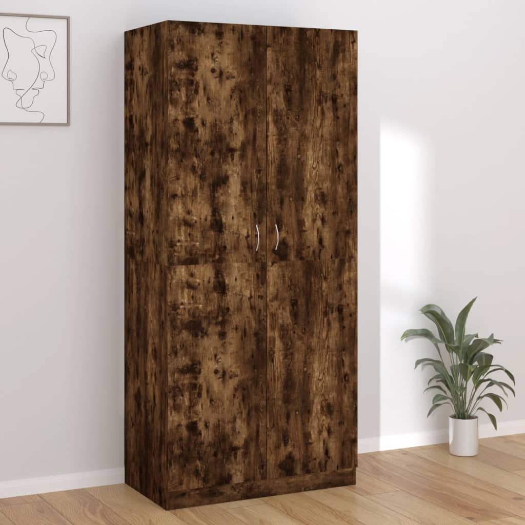 Wardrobe - PECS 2 Door Wardrobe Smoked Oak 90cm - Brittle & Co