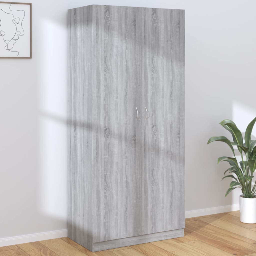 Wardrobe - PECS 2 Door Wardrobe Grey Sonoma 90cm - Merkel Designers