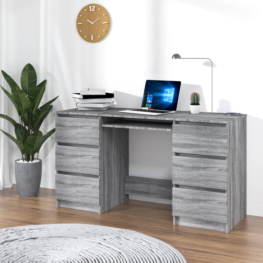 Writing Desk Grey Sonoma 140x50x77 cm Engineered Wood - Merkel Designers