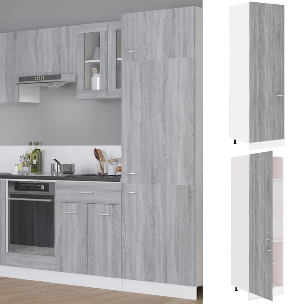 Refrigerator Cabinet Grey Sonoma 60x57x207 cm Engineered Wood - Direct Imports