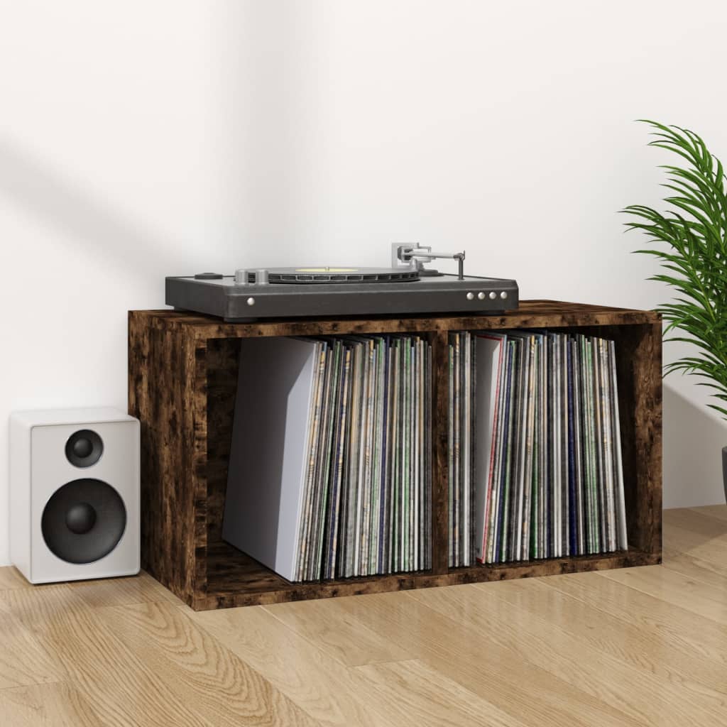 Vinyl Storage Box Smoked Oak 71x34x36 cm Engineered Wood - Sid & Sam