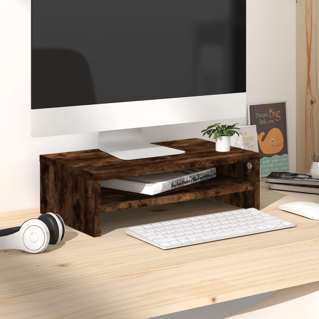 Monitor Stand Smoked Oak 42x24x13 cm Engineered Wood - Merkel Designers