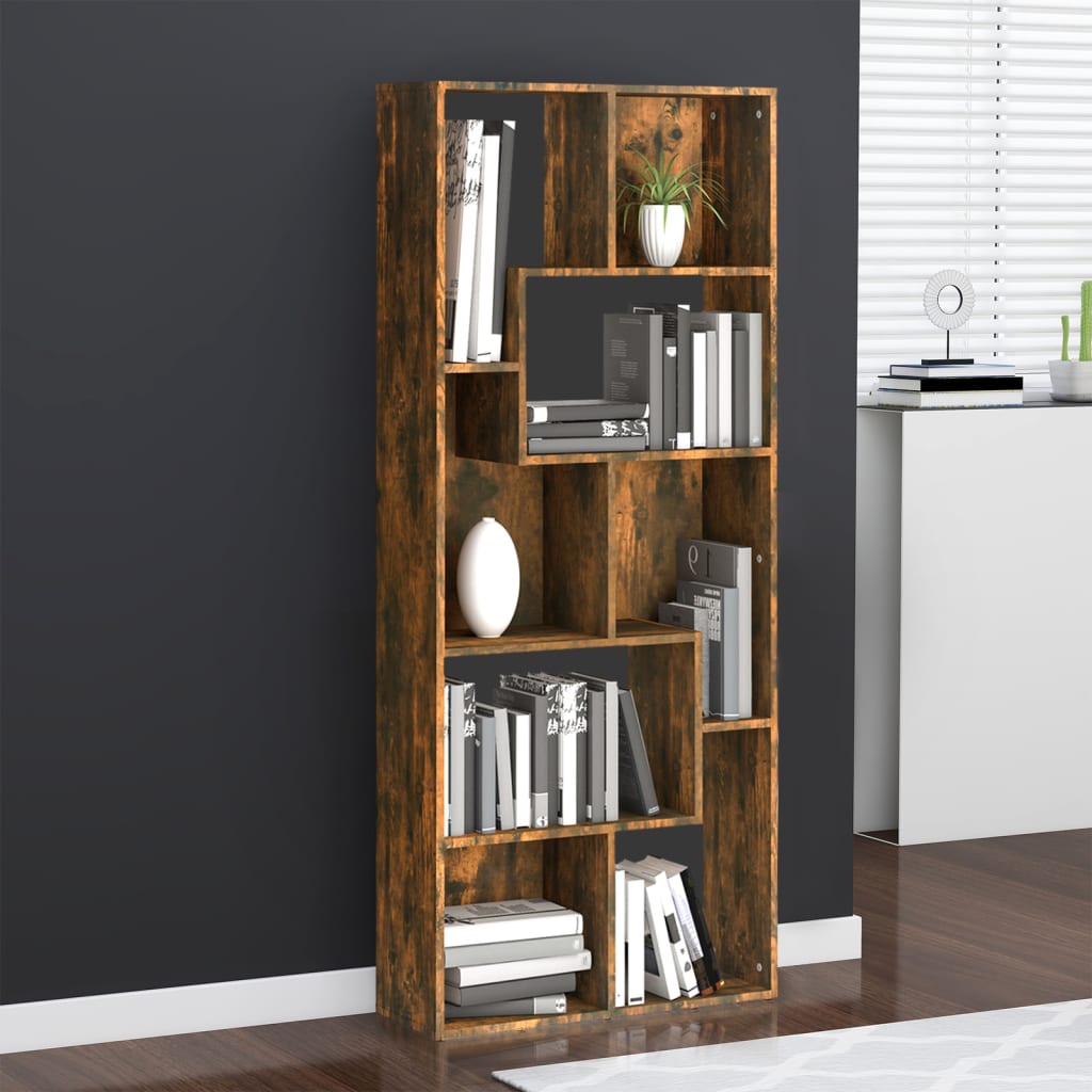 Book Cabinet Smoked Oak 67x24x161 cm Engineered Wood - The Home Maker