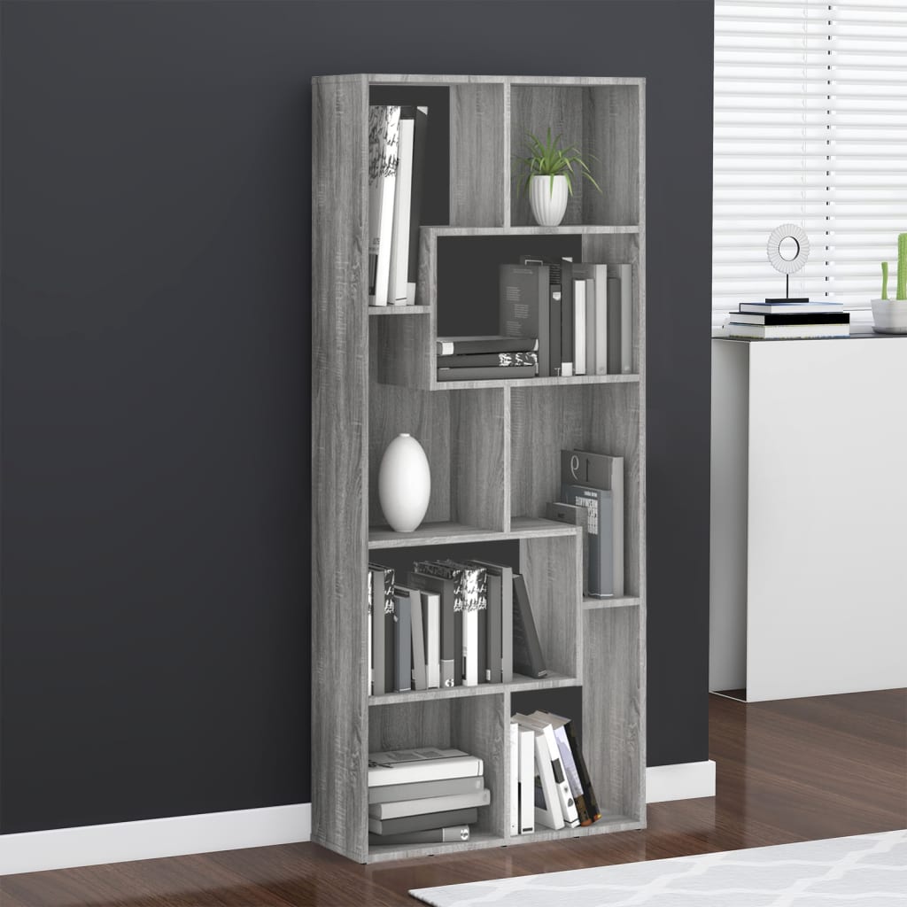 Book Cabinet Grey Sonoma 67x24x161 cm Engineered Wood - Sid & Sam