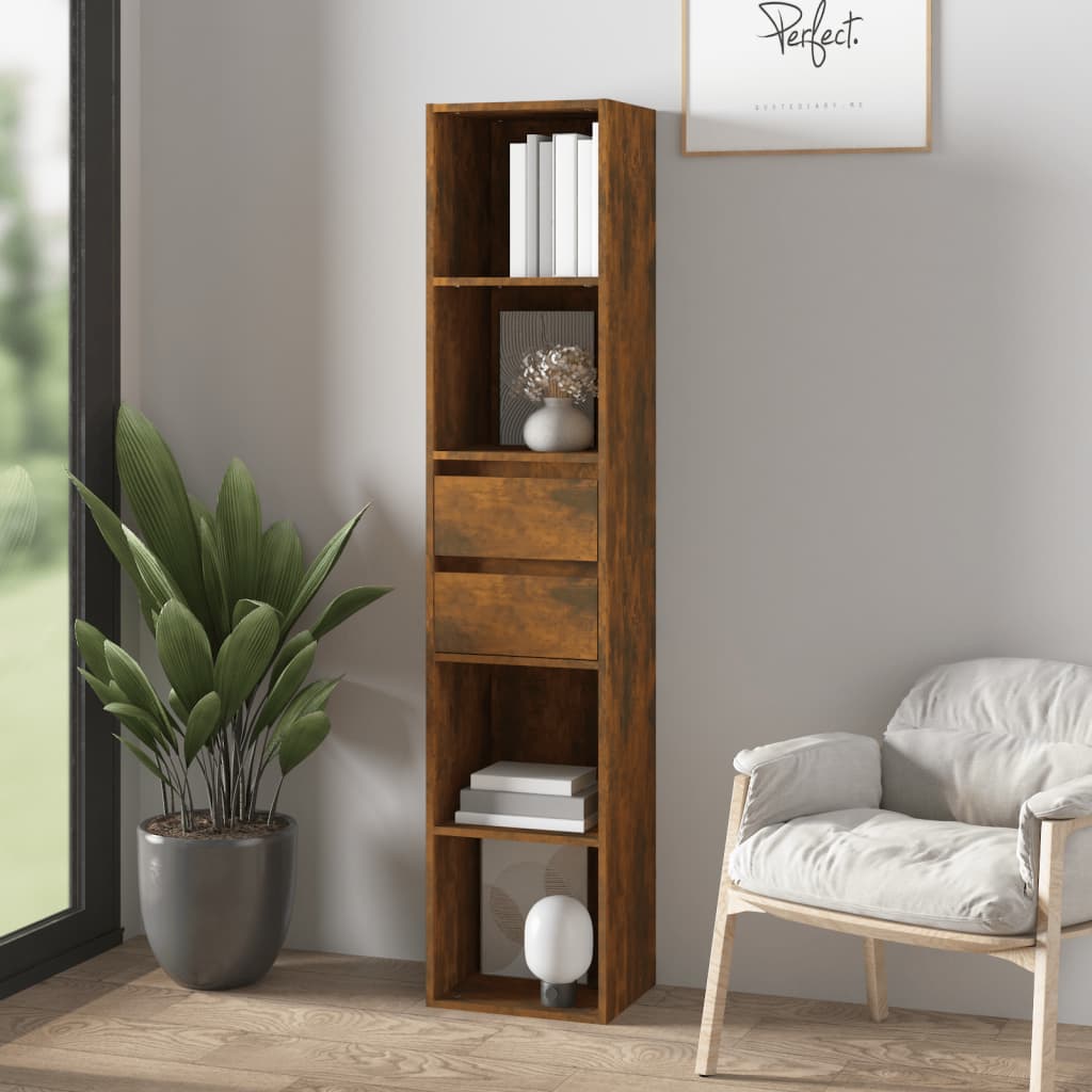 Book Cabinet Smoked Oak 36x30x171 cm Engineered Wood - The Home Maker
