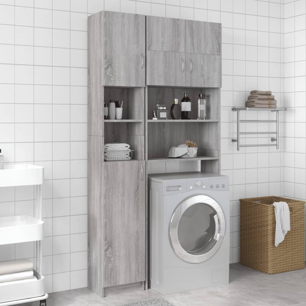Bathroom Cabinet Grey Sonoma 32x25.5x190 cm Engineered Wood - Design Hut