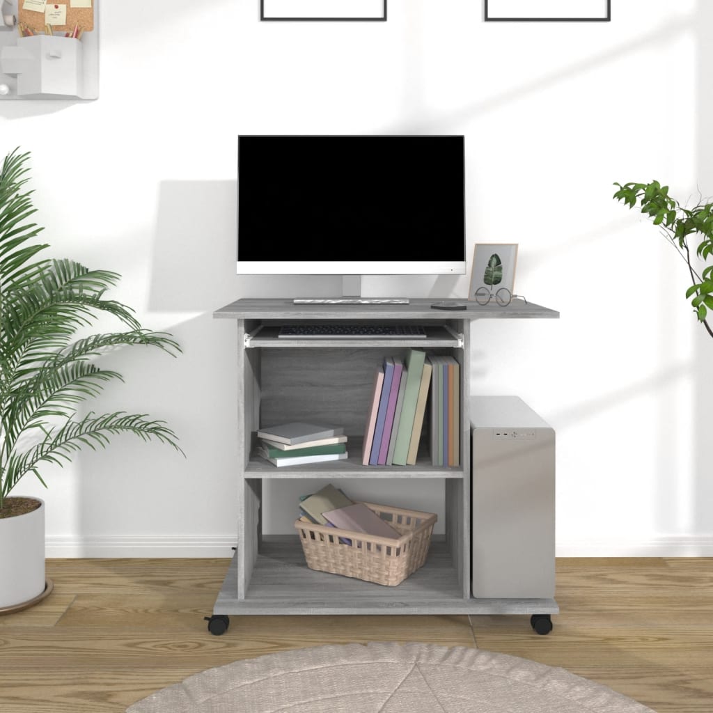 Computer Desk Grey Sonoma 80x50x75 cm Engineered Wood - Design Hut