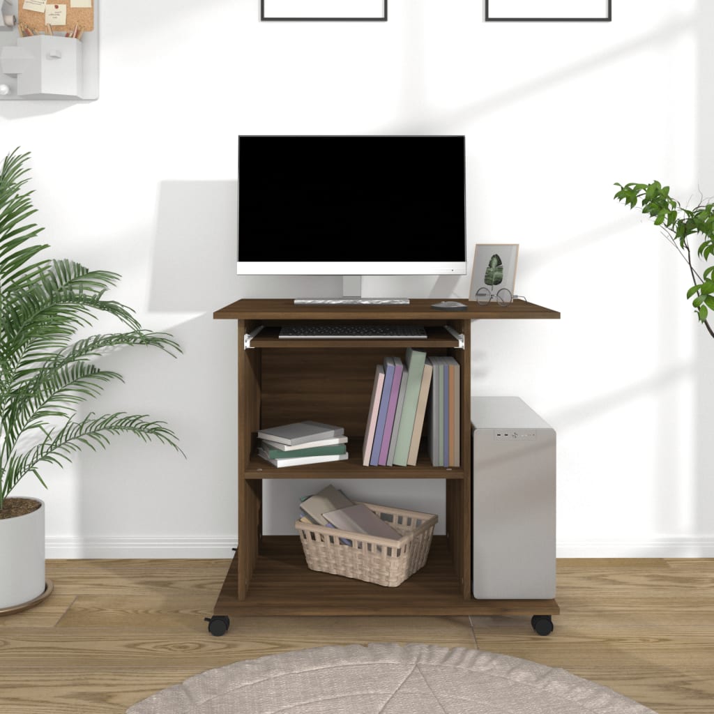 Computer Desk Brown Oak 80x50x75 cm Engineered Wood - All Things Good