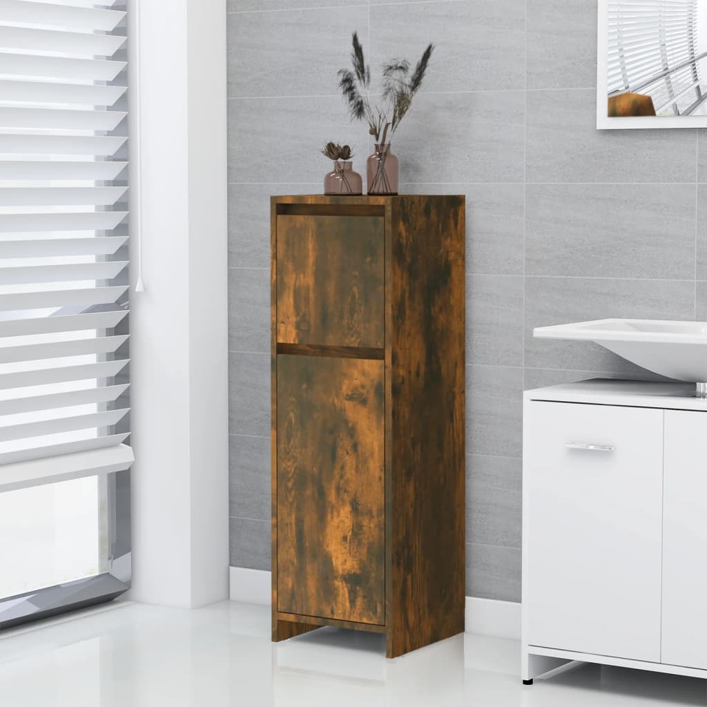 Bathroom Cabinet Smoked Oak 30x30x95 cm Engineered Wood - Design Hut