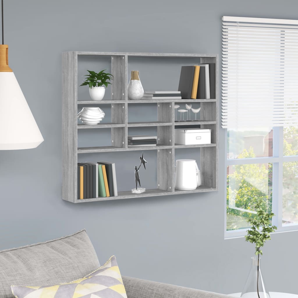 Wall Shelf Grey Sonoma 90x16x78 cm Engineered Wood - Discount Dealers