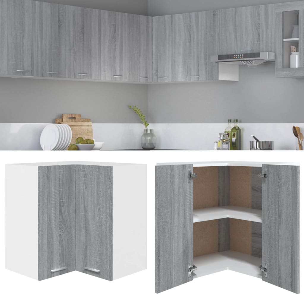 Hanging Corner Cabinet Grey Sonoma 57x57x60 cm Engineered Wood - R and M Furniture