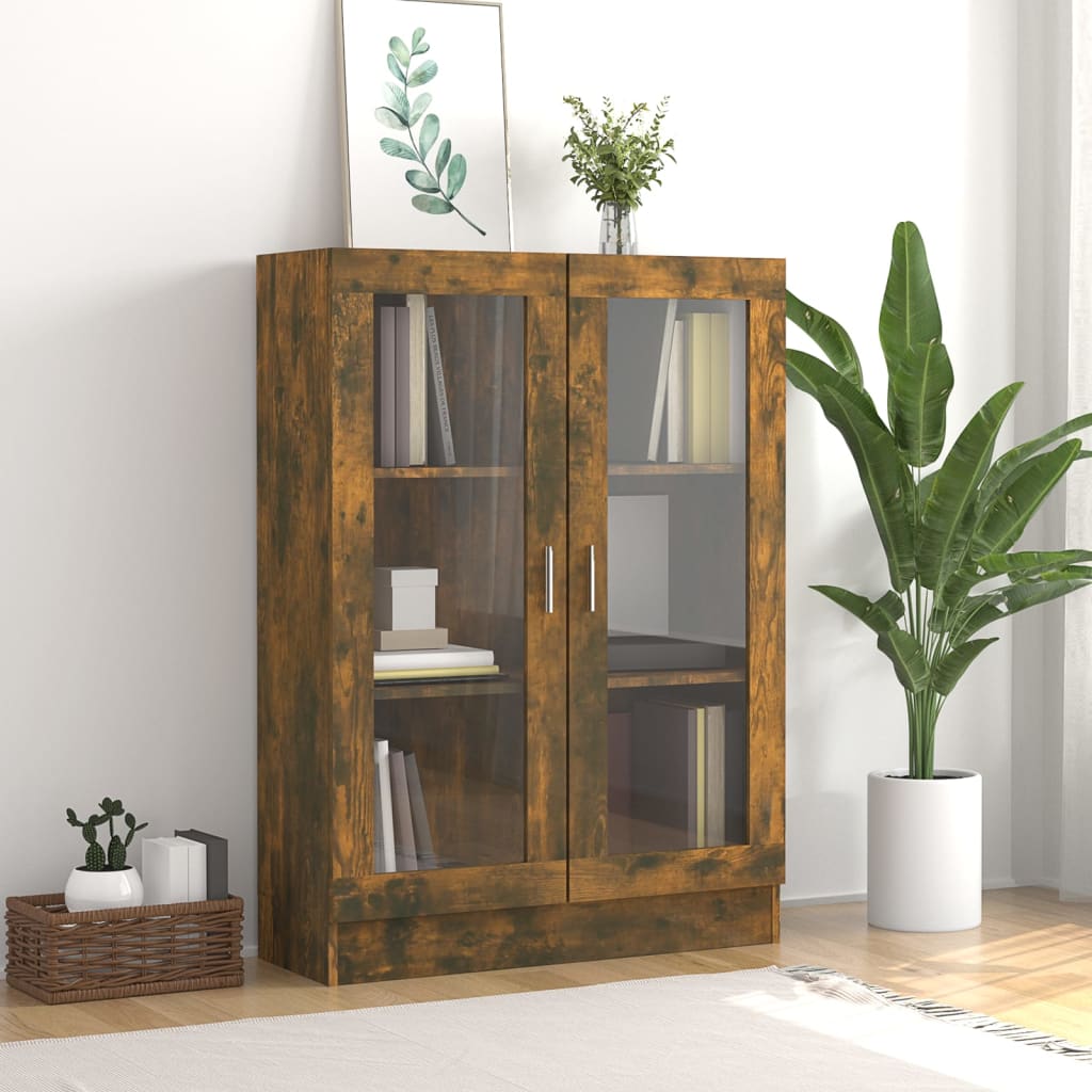 Vitrine Cabinet Smoked Oak 82.5x30.5x115 cm Engineered Wood - The Home Maker