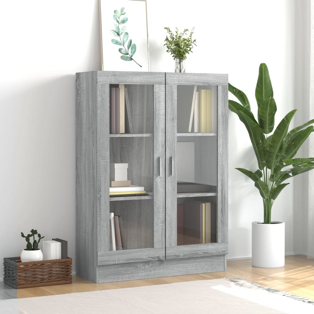 Vitrine Cabinet Grey Sonoma 82.5x30.5x115 cm Engineered Wood - Merkel Designers