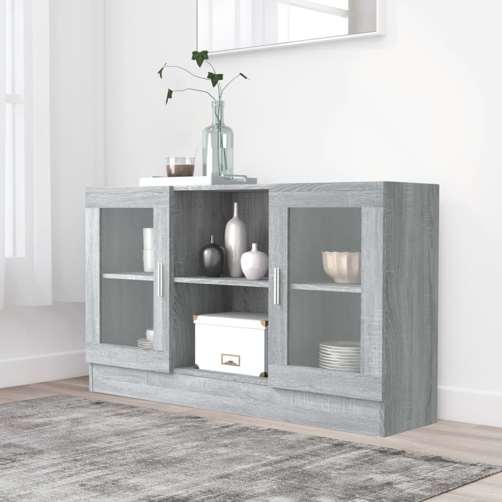 Vitrine Cabinet Grey Sonoma 120x30.5x70 cm Engineered Wood - Casper Homes