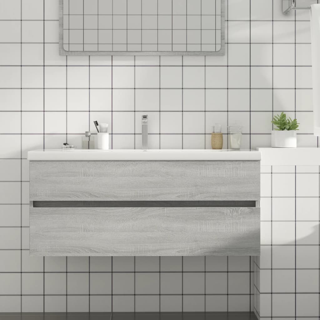 Sink Cabinet Grey Sonoma 100x38.5x45 cm Engineered Wood - Decor Base