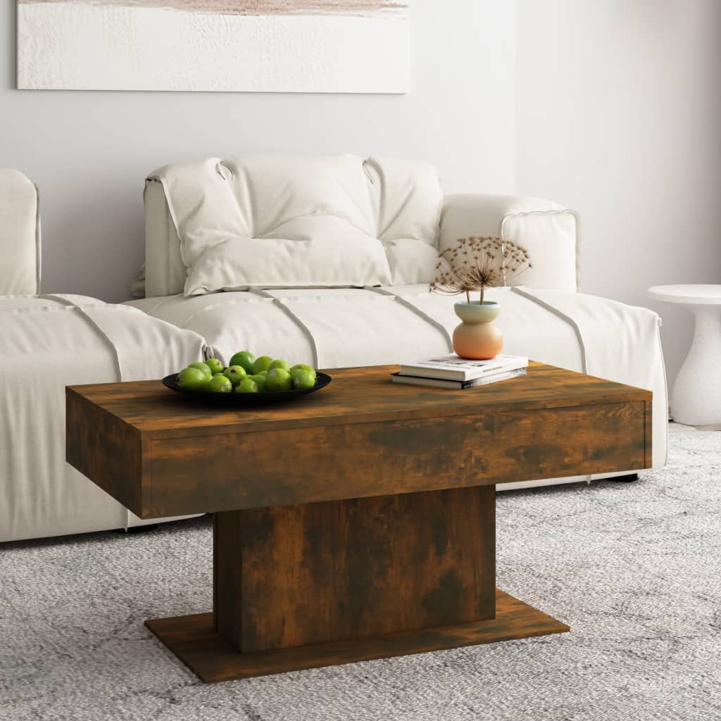 Coffee Table Smoked Oak 96x50x45 cm Engineered Wood - Discount Dealers