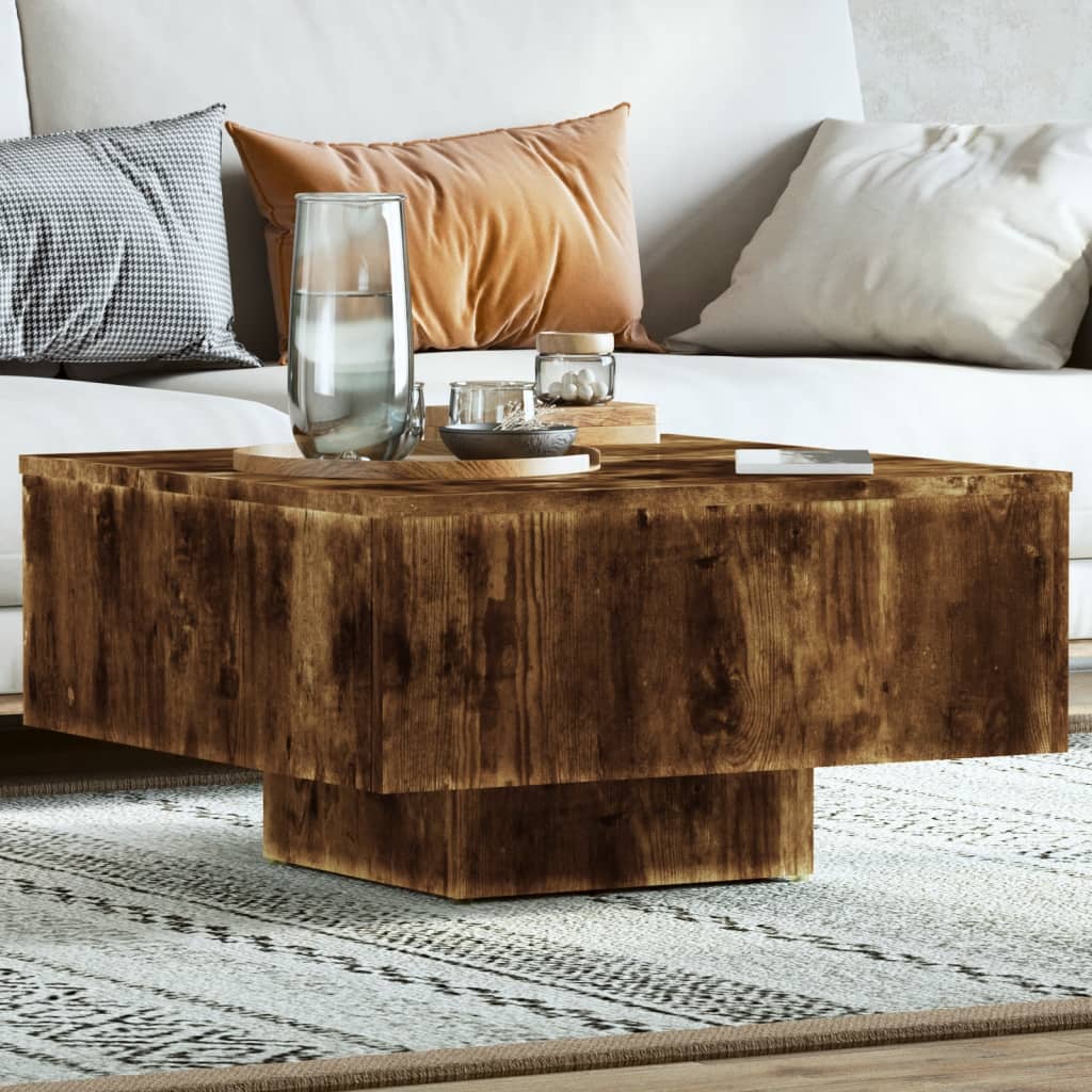 Coffee Table Smoked Oak 60x60x31.5 cm Engineered Wood - Discount Dealers
