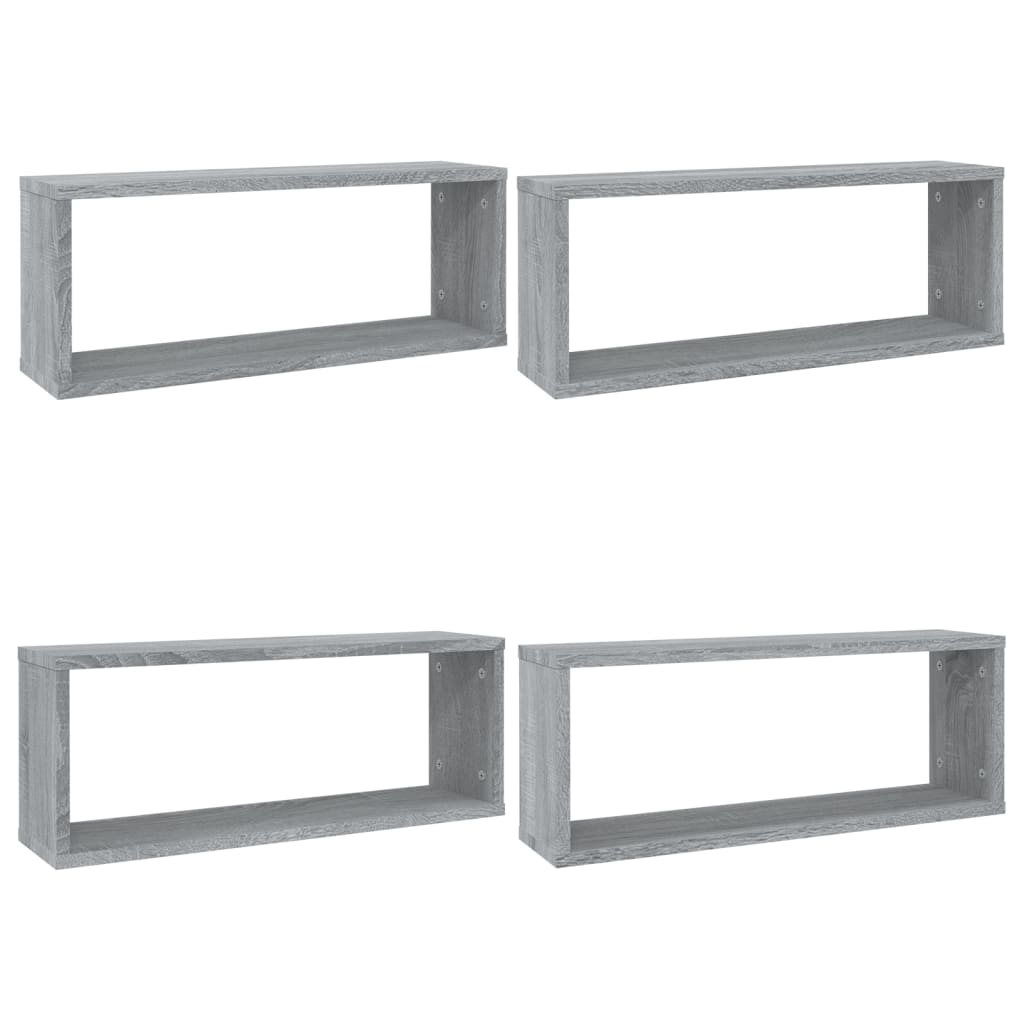 Wall Cube Shelves 4 pcs Grey Sonoma 60x15x23 cm Engineered Wood - The Home Maker