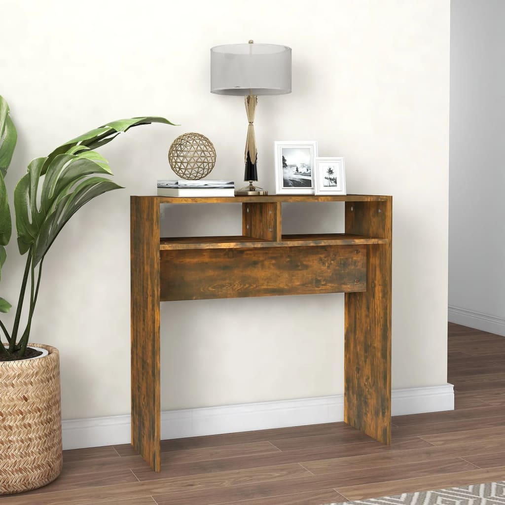 Console Table Smoked Oak 78x30x80 cm Engineered Wood - The Home Maker