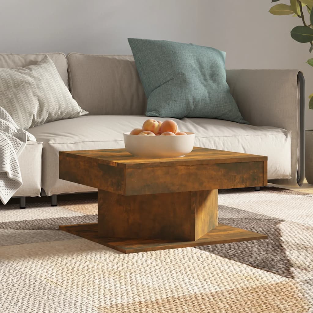 Coffee Table Smoked Oak 57x57x30 cm Engineered Wood - Merkel Designers