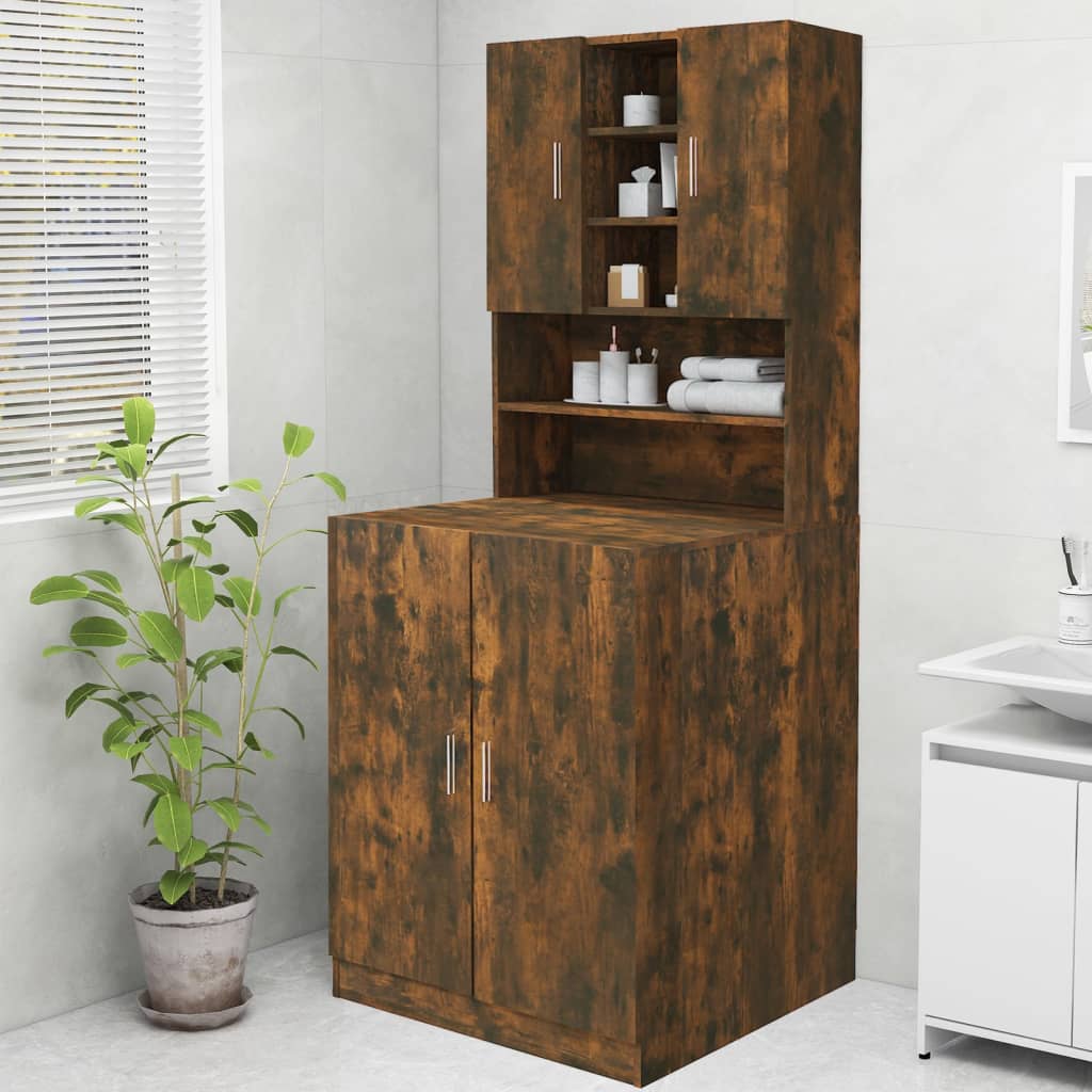 Washing Machine Cabinet Smoked Oak 70.5x25.5x90 cm - Direct Imports
