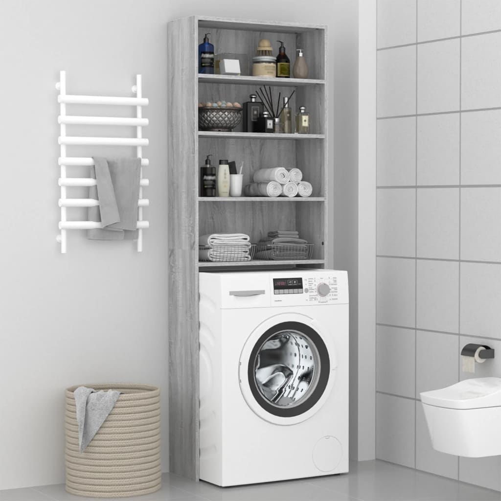 Washing Machine Cabinet Grey Sonoma 64x24x190 cm - Discount Dealers