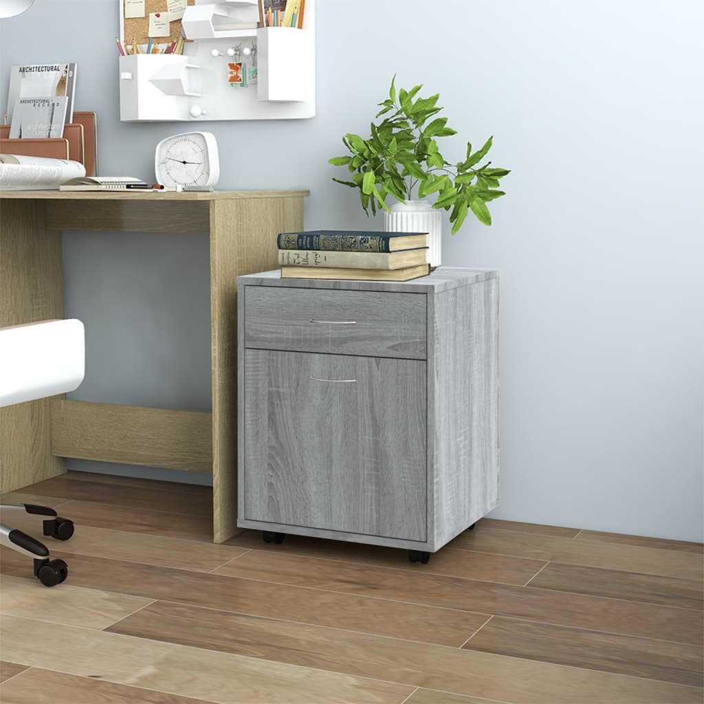 Rolling Cabinet Grey Sonoma 45x38x54 cm Engineered Wood - All Things Good
