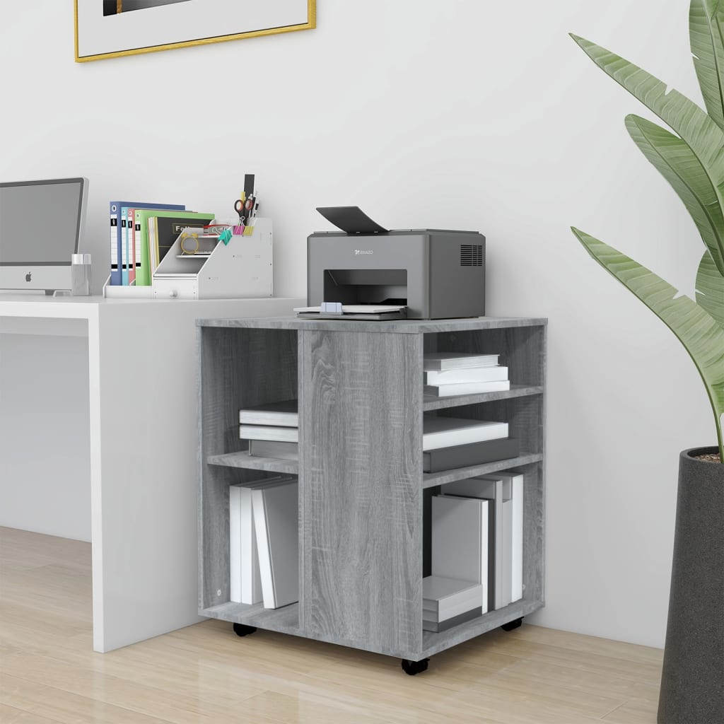 Rolling Cabinet Grey Sonoma 60x53x72 cm Engineered Wood - Millennium Furniture