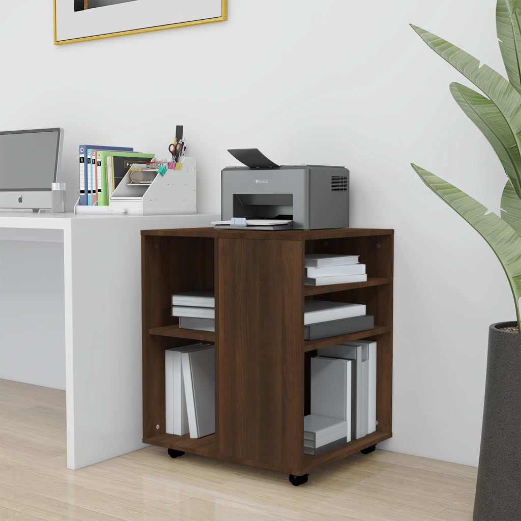 Rolling Cabinet Brown Oak 60x53x72 cm Engineered Wood - Style and Chic