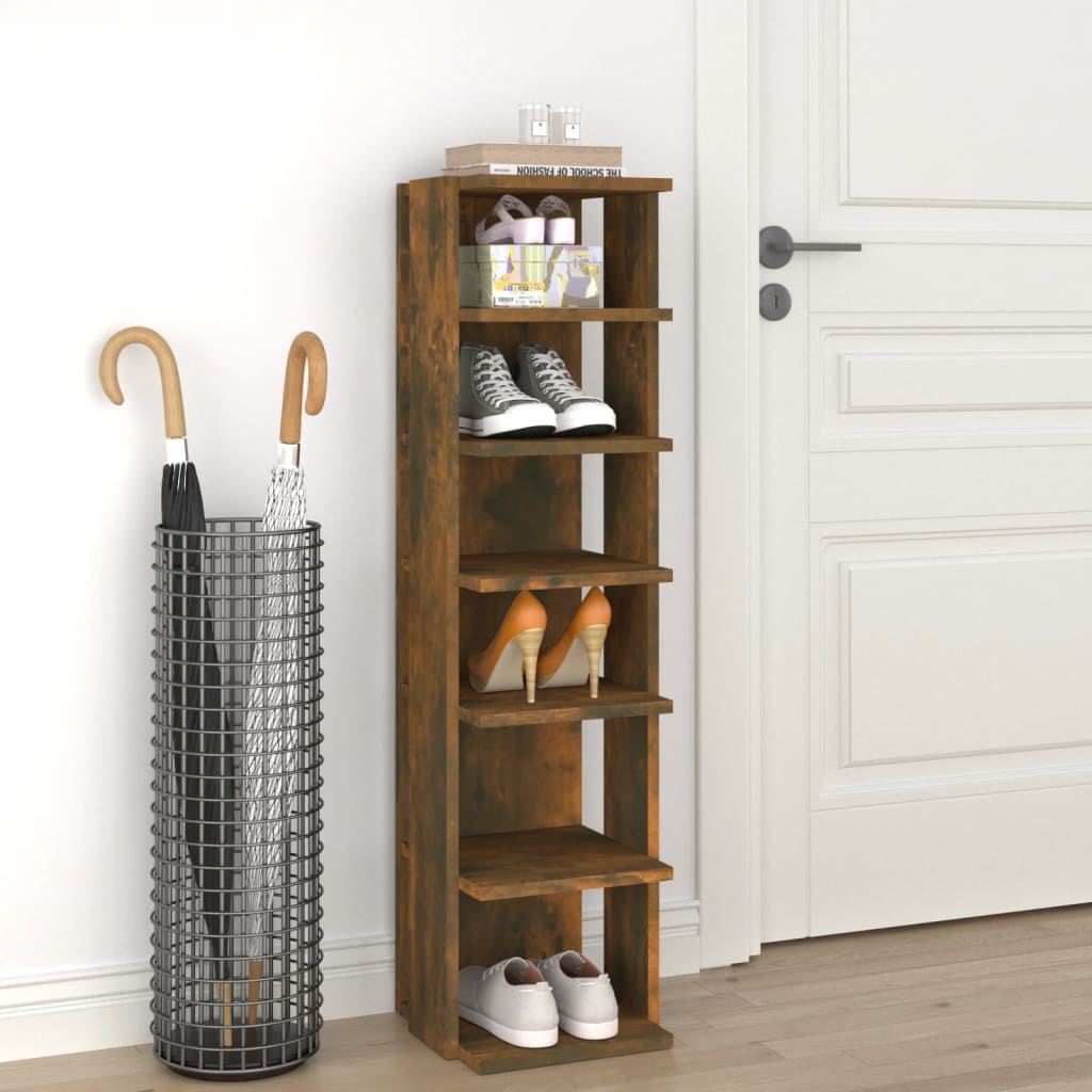 Shoe Rack Smoked Oak 27.5x27x102 cm Engineered Wood - All Things Good