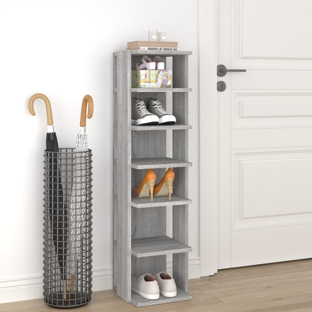 Shoe Rack Grey Sonoma 27.5x27x102 cm Engineered Wood - Brittle & Co