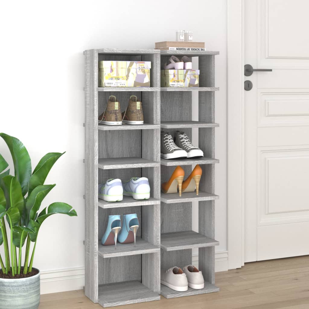 Shoe Racks 2 pcs Grey Sonoma 27.5x27x102 cm Engineered Wood - Sid & Sam