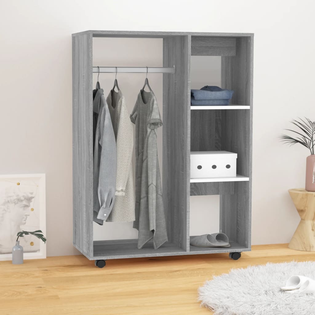 Wardrobe Grey Sonoma 80x40x110cm Engineered Wood - Direct Imports