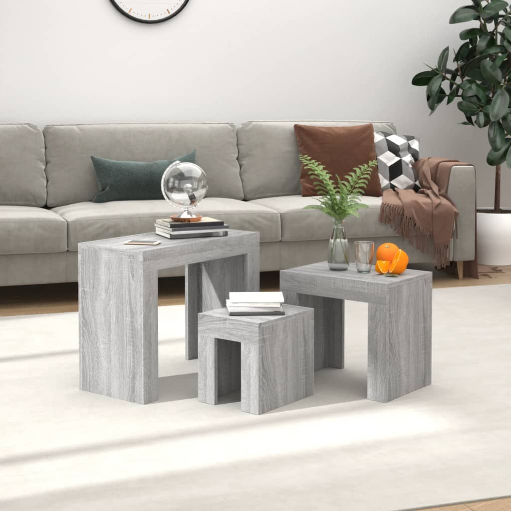 Nesting Coffee Tables 3 pcs Grey Sonoma Engineered Wood - Direct Imports