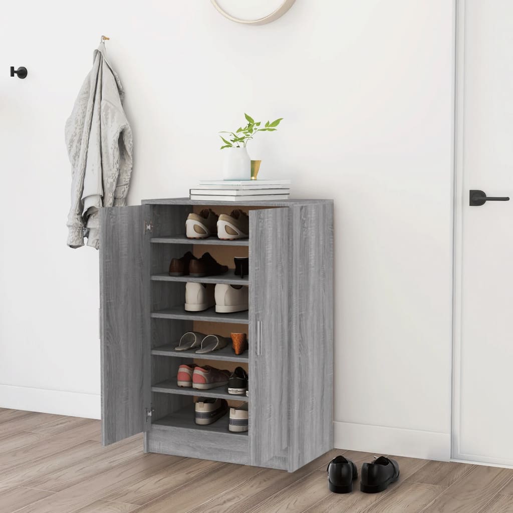 Shoe Cabinet Grey Sonoma 60x35x92 cm Engineered Wood - Merkel Designers