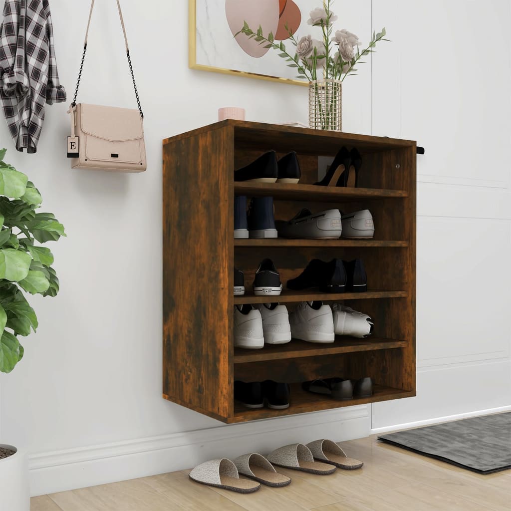 Shoe Cabinet Smoked Oak 60x35x70 cm Engineered Wood - Style and Chic