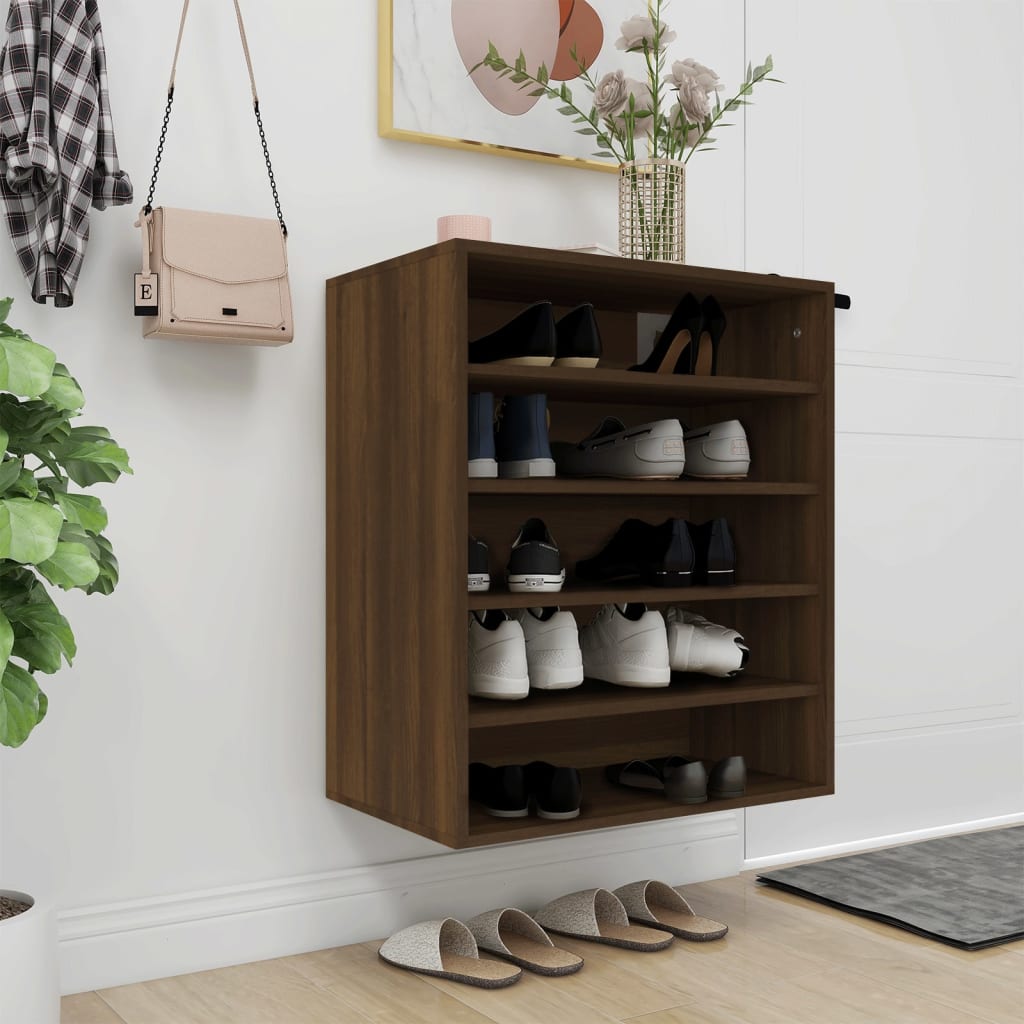Shoe Cabinet Brown Oak 60x35x70 cm Engineered Wood - Casper Homes