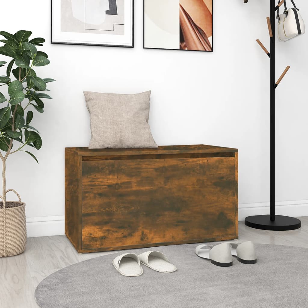Hall Bench 80x40x45 cm Smoked Oak Engineered Wood - Brittle & Co
