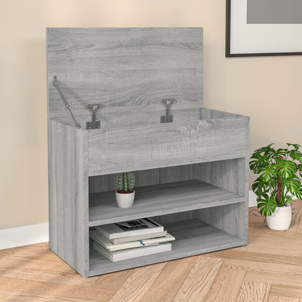 Shoe Bench Grey Sonoma 60x30x45 cm Engineered Wood - The Home Maker