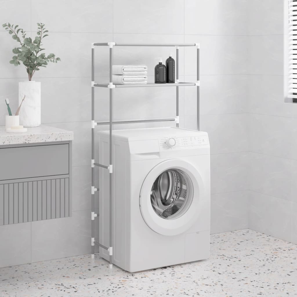2-Tier Storage Rack over Washing Machine Grey 69x28x143 cm Iron - Unbeatable Bargains