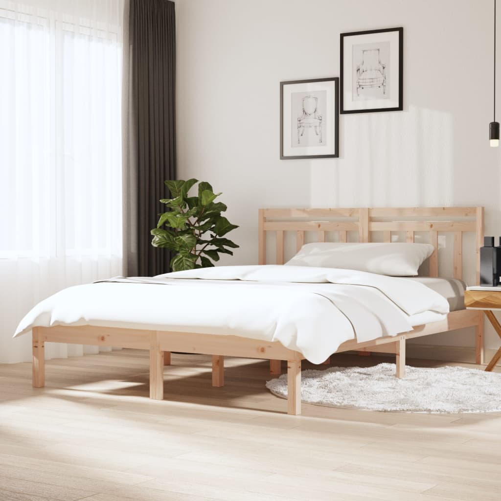 Bed Frame 150x200 cm King Size Solid Wood - Unbeatable Bargains