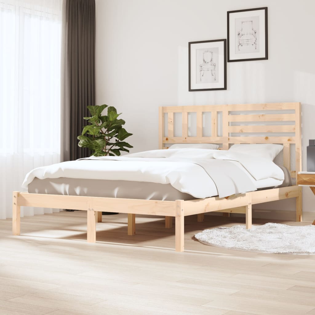 Bed Frame 120x190 cm Small Double Solid Wood Pine - Direct Imports
