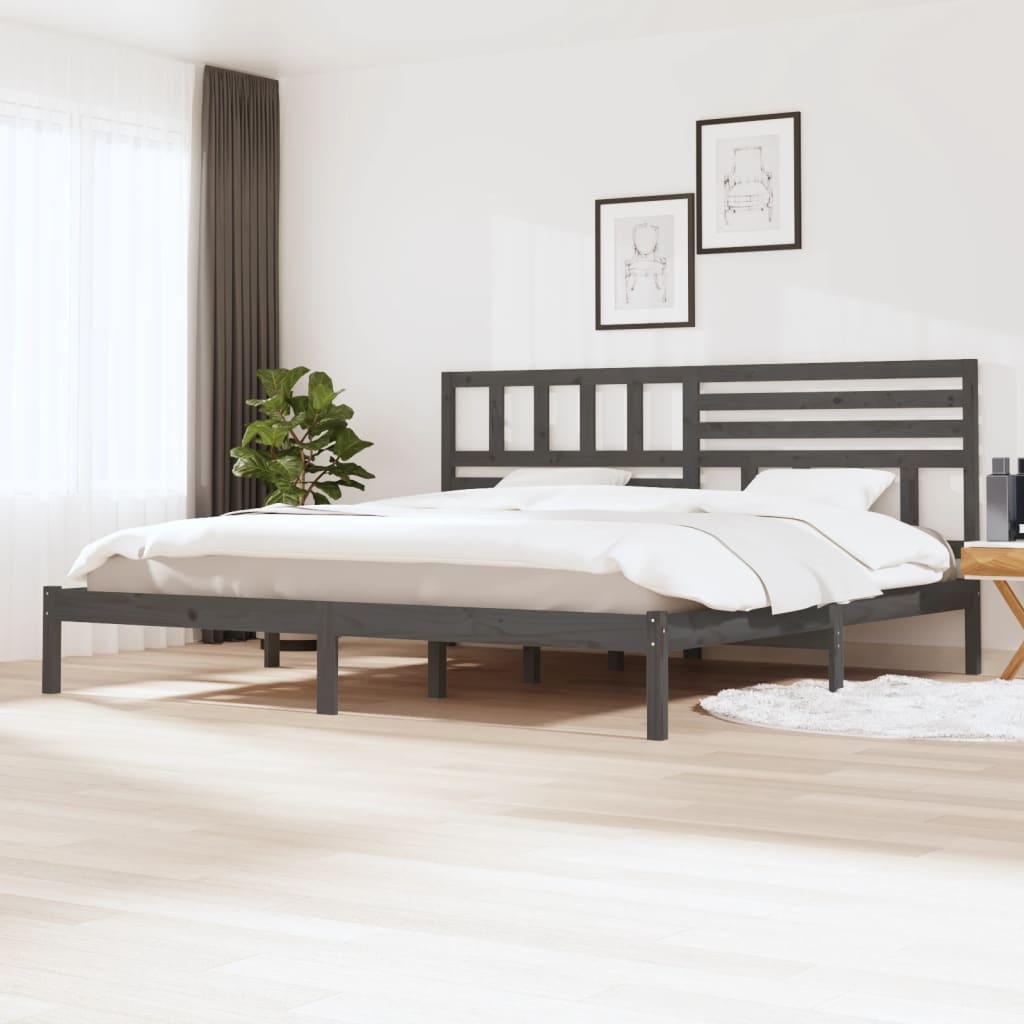 Bed Frame Grey Solid Wood Pine 200x200 cm - Style and Chic